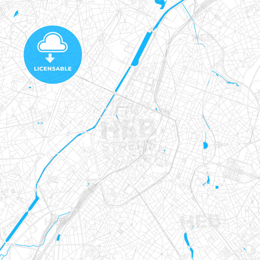 Brussels, Belgium PDF vector map with water in focus