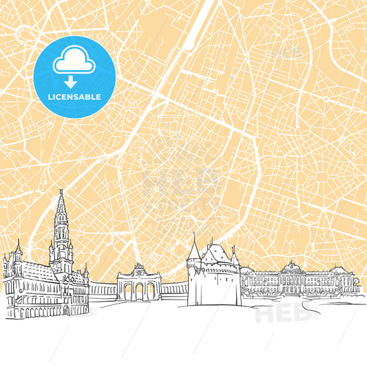 Brussels Belgium Skyline Map – instant download