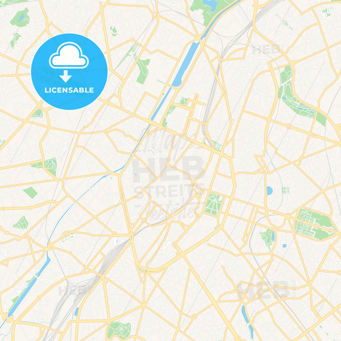 Brussels, Belgium Vector Map - Classic Colors