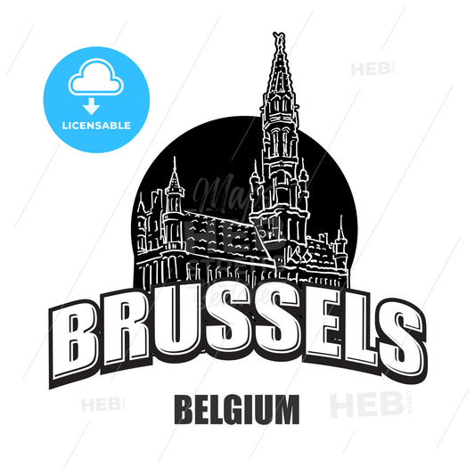 Brussels, Belgium, black and white logo – instant download