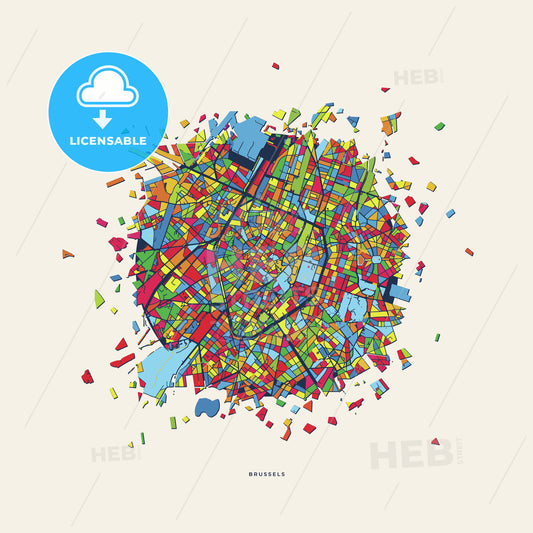 Brussels Belgium colorful confetti map