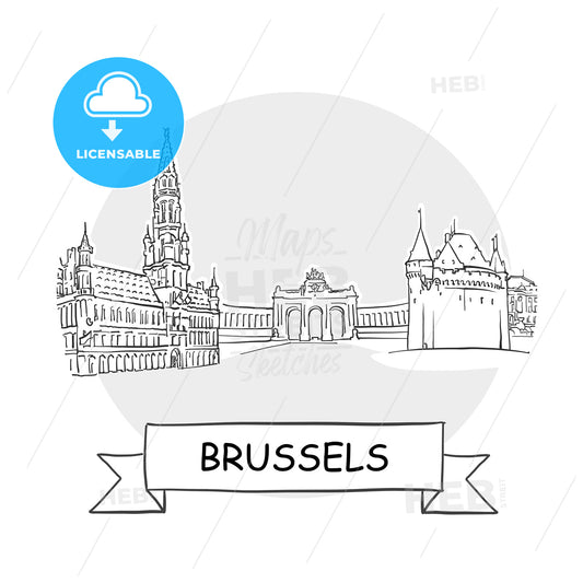 Brussels Cityscape Vector Sign – instant download