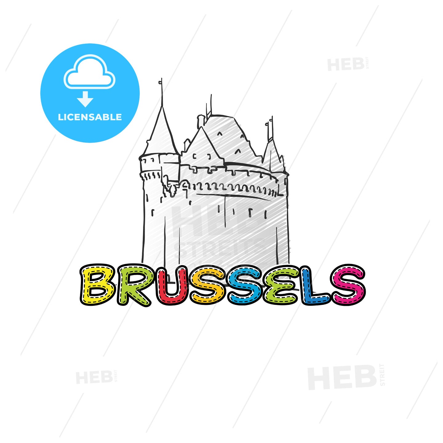 Brussels beautiful sketched icon – instant download