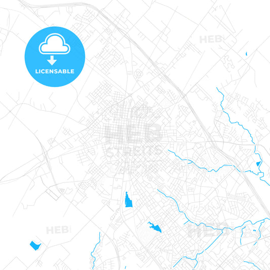 Bryan, Texas, United States, PDF vector map with water in focus
