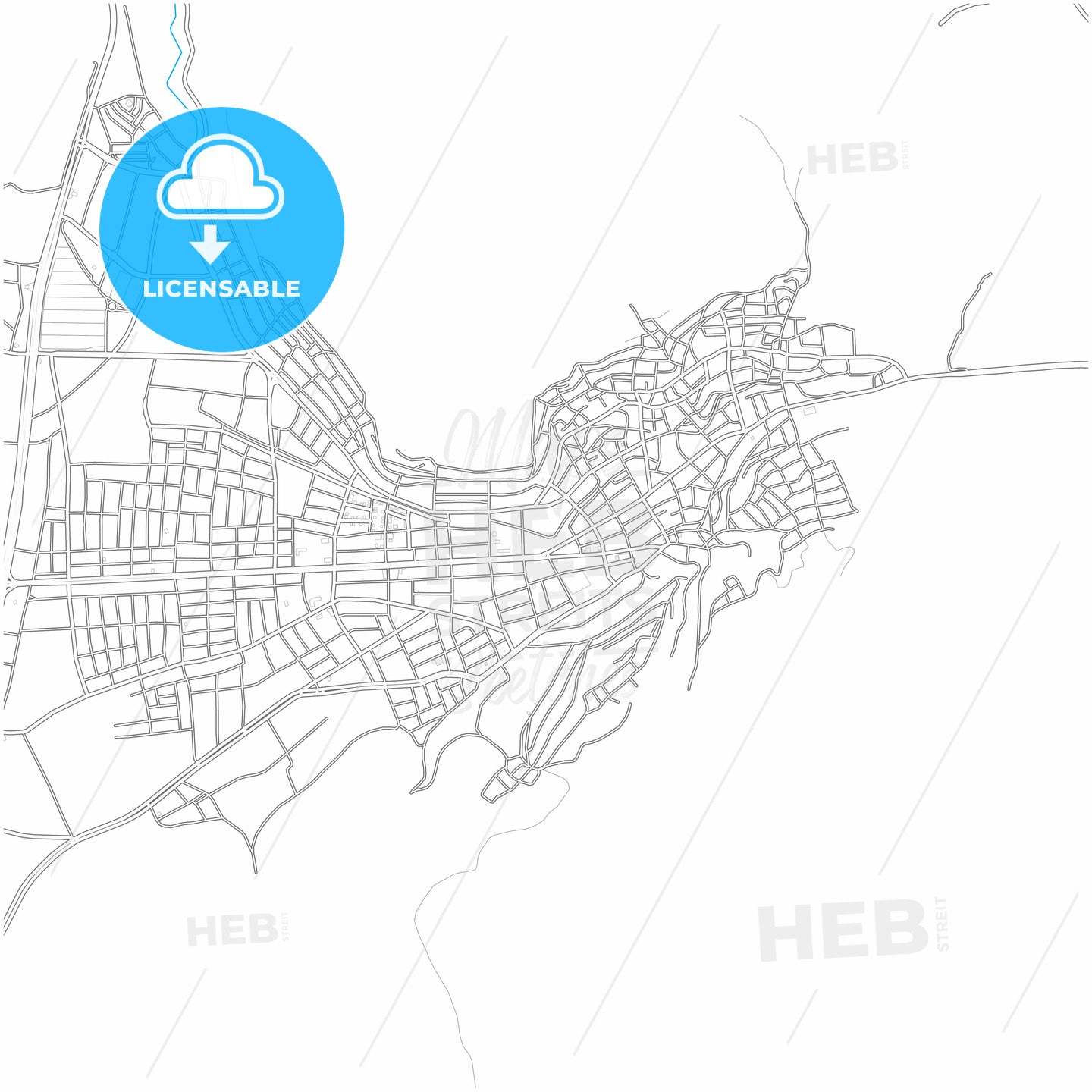 Bucak, Burdur, Turkey, city map with high quality roads.