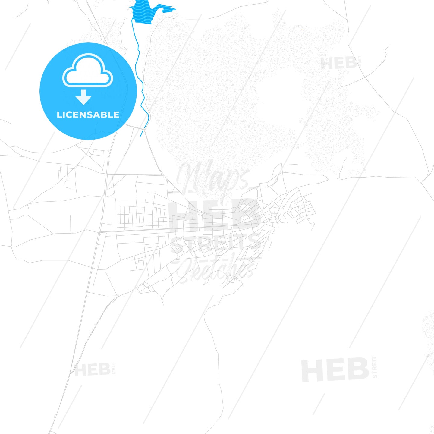 Bucak, Turkey PDF vector map with water in focus
