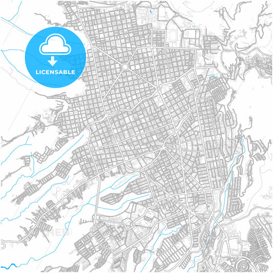 Bucaramanga, Colombia, city map with high quality roads.