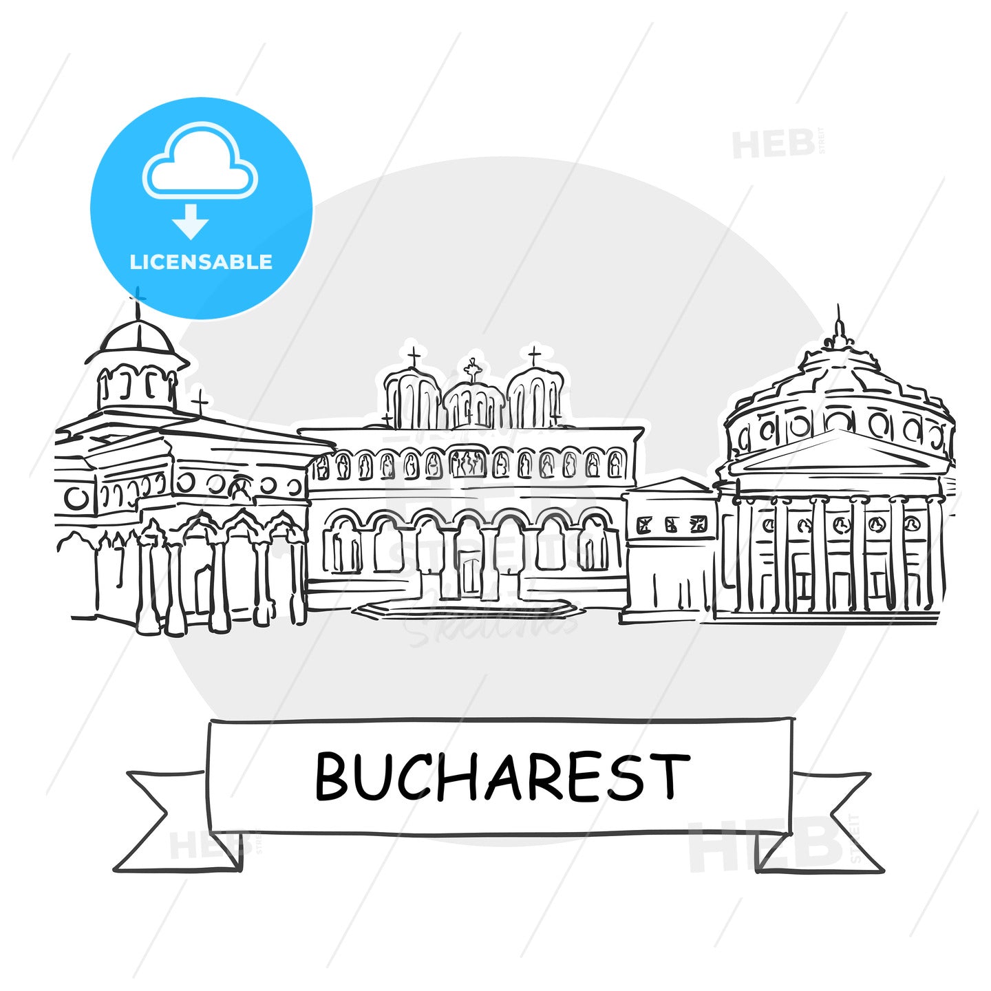 Bucharest Cityscape Vector Sign – instant download