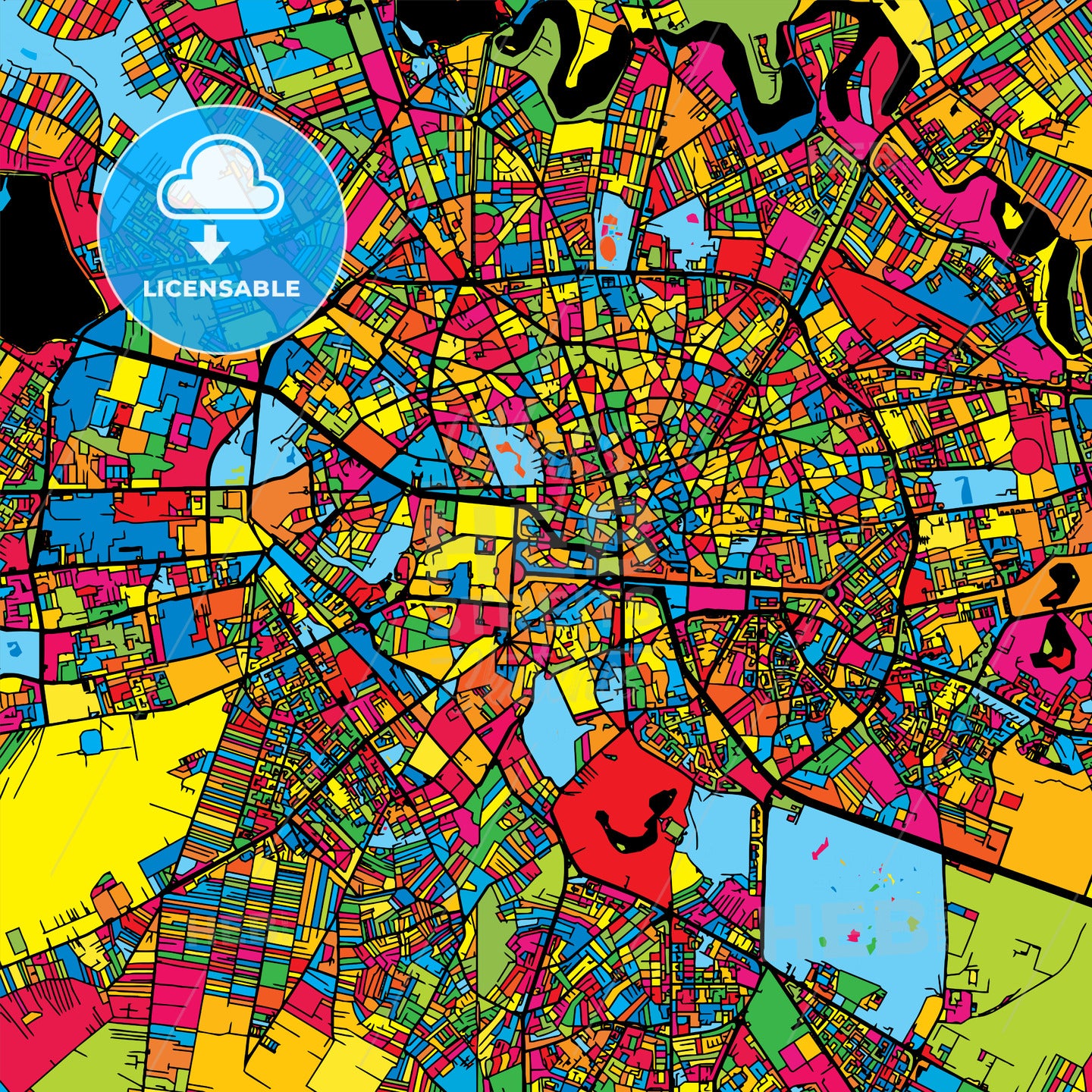 Bucharest Romania Colorful Map