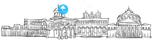 Bucharest, Romania, Panorama Sketch – instant download