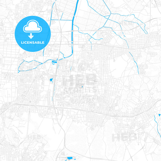 Bucheon, South Korea PDF vector map with water in focus