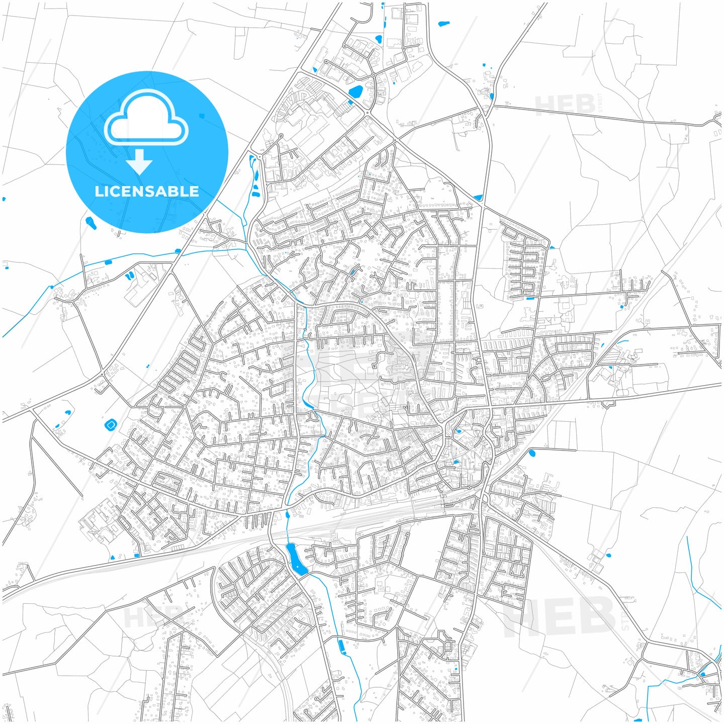 Buchholz in der Nordheide, Lower Saxony, Germany, city map with high quality roads.