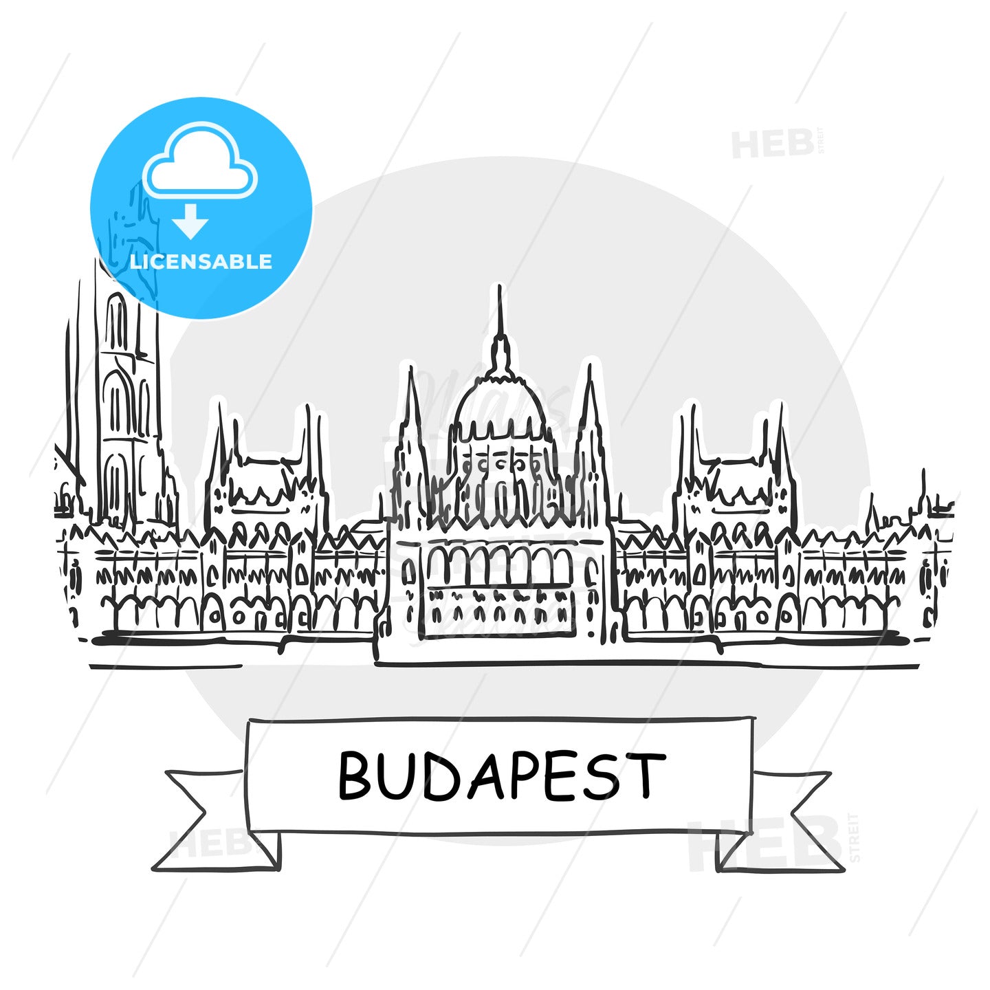 Budapest Cityscape Vector Sign – instant download