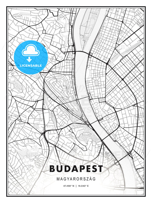 Budapest, Hungary, Modern Print Template in Various Formats - HEBSTREITS Sketches