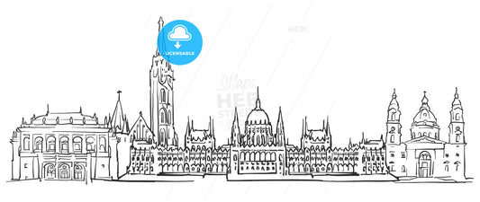 Budapest Hungary Panorama Sketch – instant download