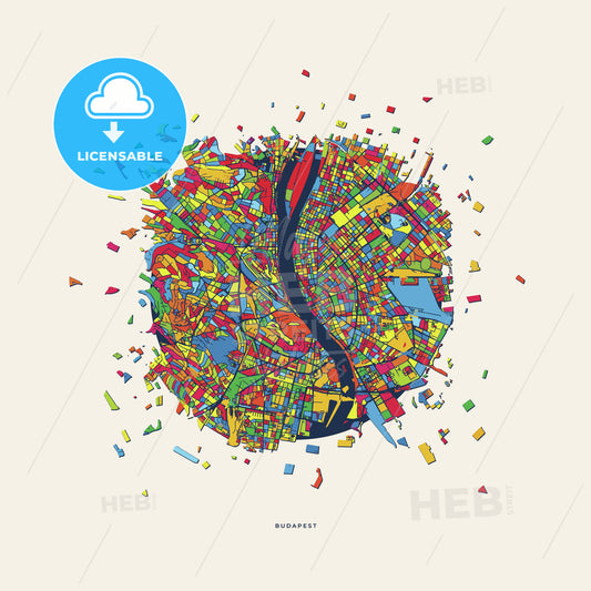 Budapest Hungary colorful confetti map