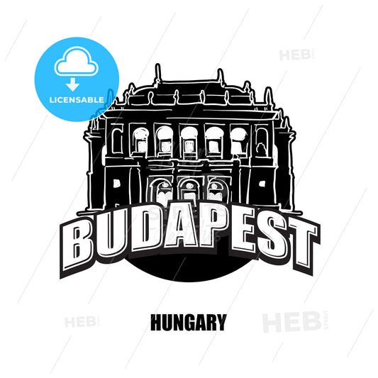 Budapest, Opera, black and white logo – instant download