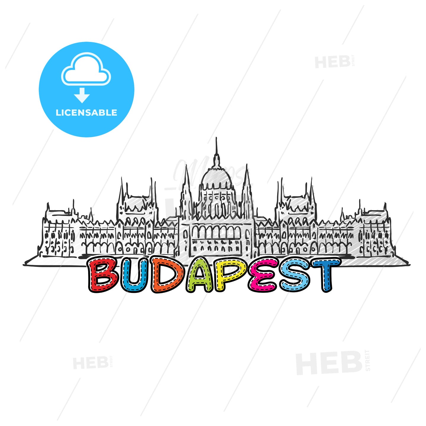 Budapest beautiful sketched icon – instant download