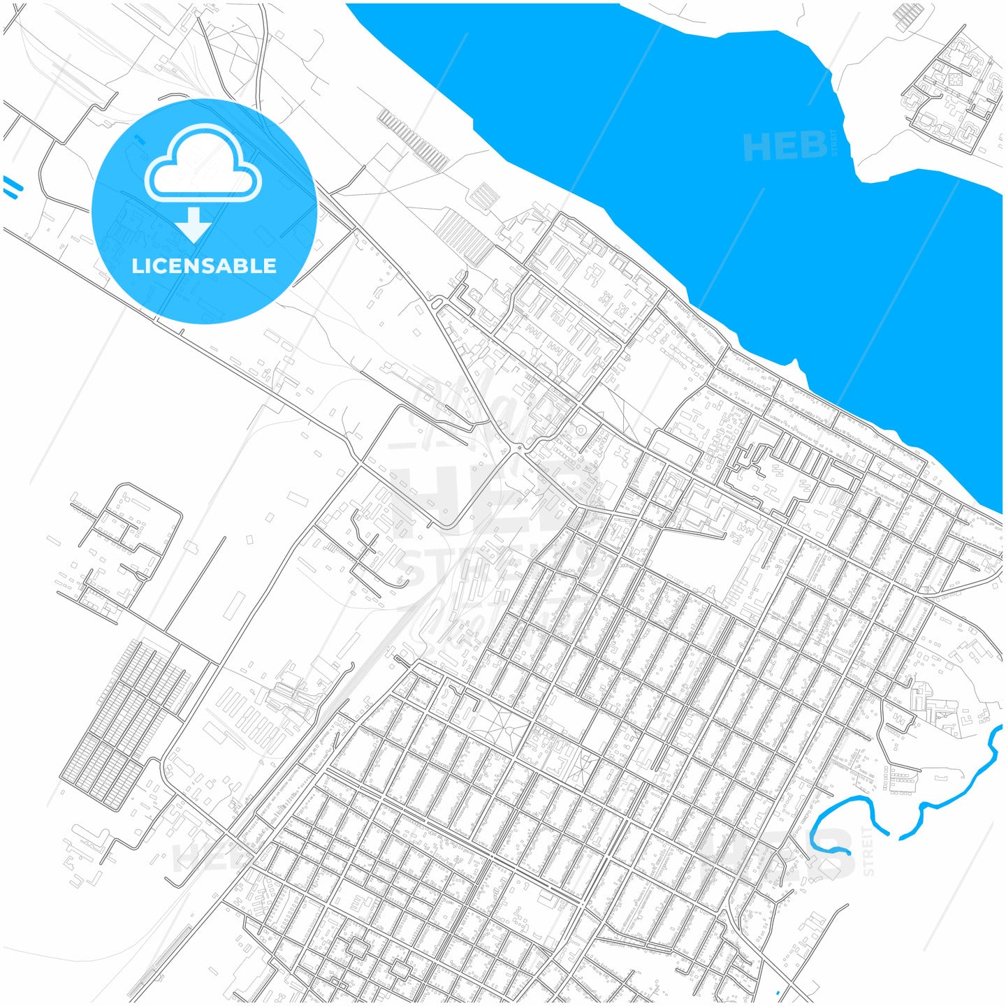 Budyonnovsk, Stavropol Krai, Russia, city map with high quality roads.