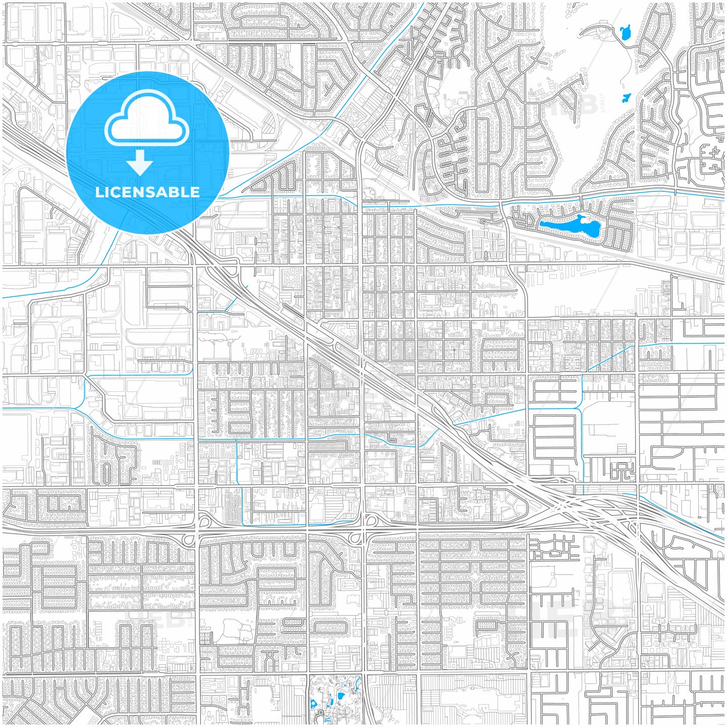 Buena Park, California, United States, city map with high quality roads.