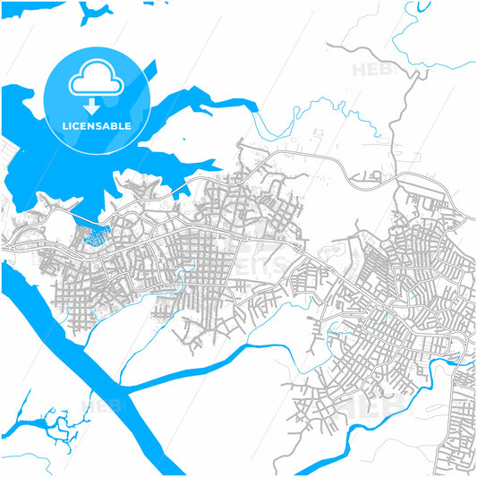 Buenaventura, Colombia, city map with high quality roads.