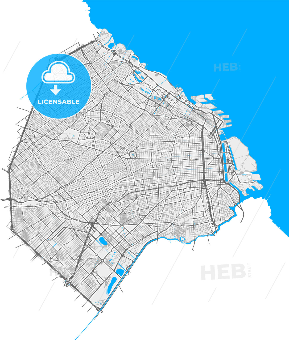 Buenos Aires, Argentina, high quality vector map