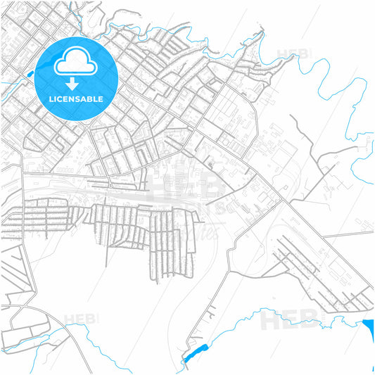 Bugulma, Republic of Tatarstan, Russia, city map with high quality roads.