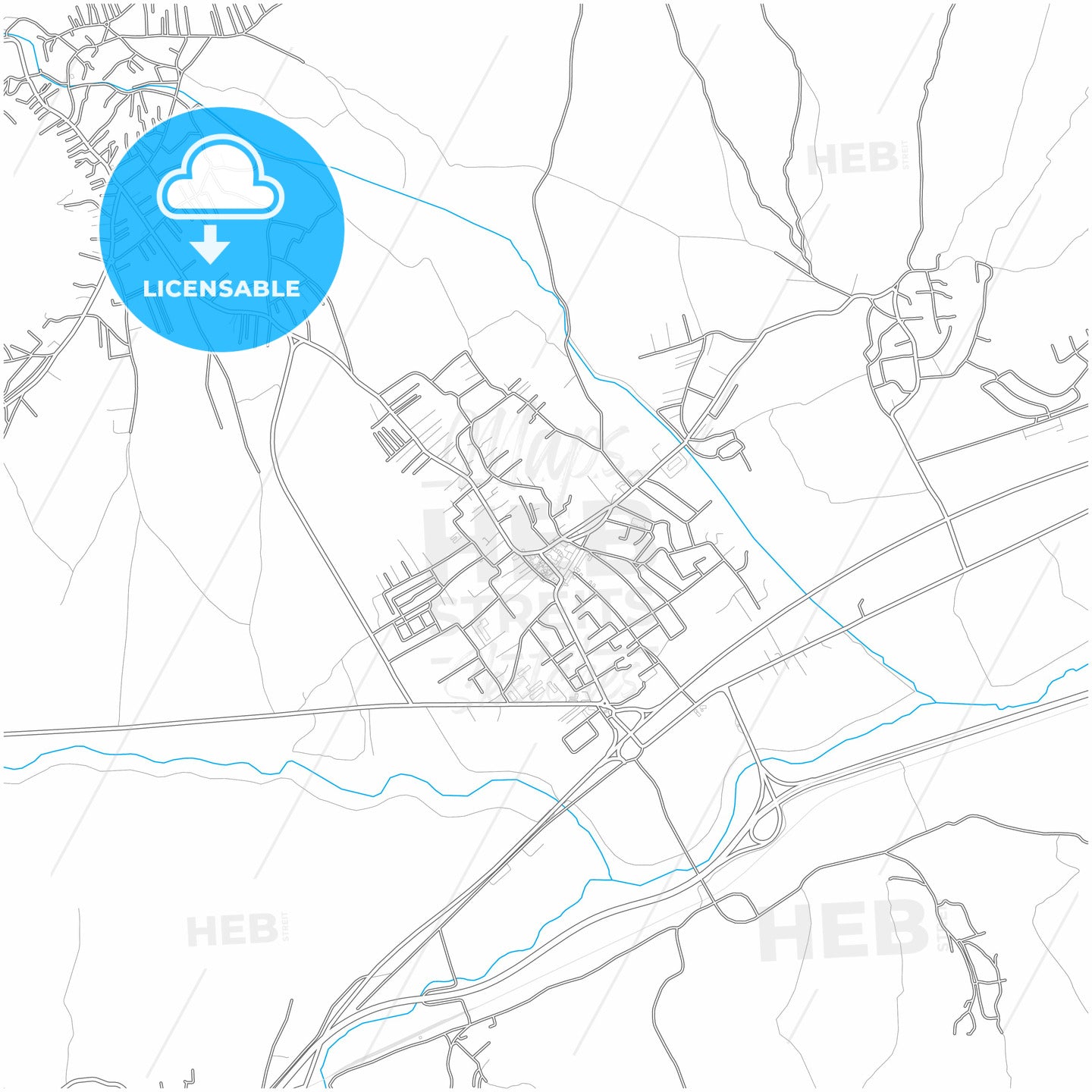 Bujanovac, Pčinja, Serbia, city map with high quality roads.