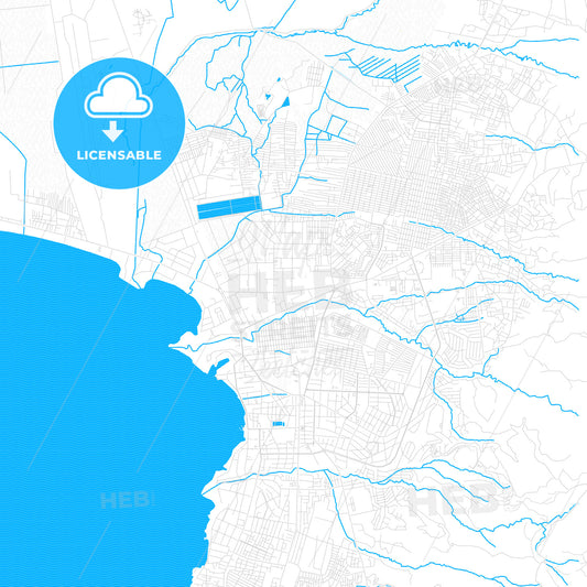 Bujumbura, Burundi PDF vector map with water in focus
