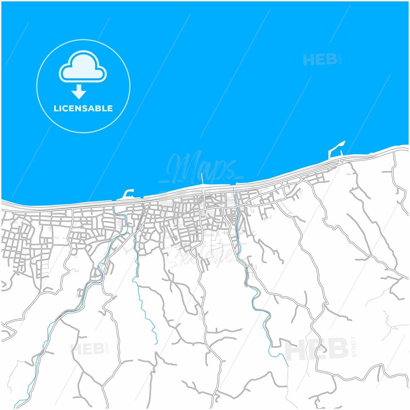 Bulancak, Giresun, Turkey, city map with high quality roads.