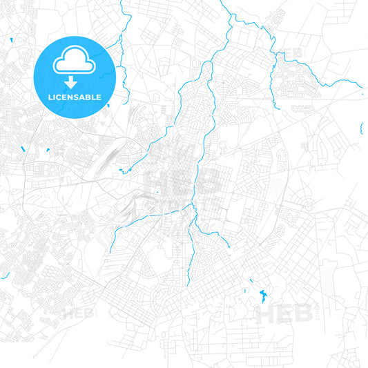 Bulawayo, Zimbabwe PDF vector map with water in focus