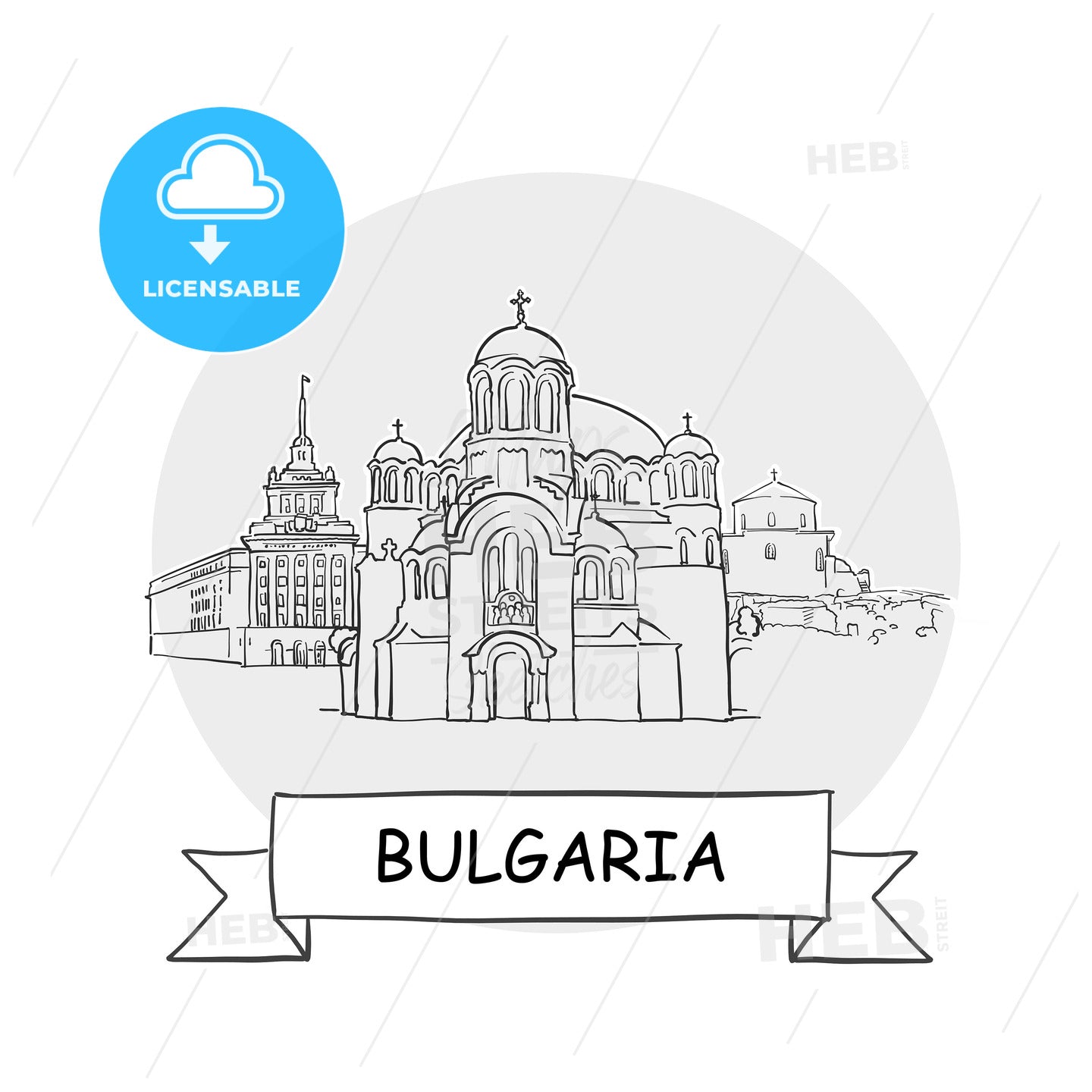 Bulgaria hand-drawn urban vector sign – instant download