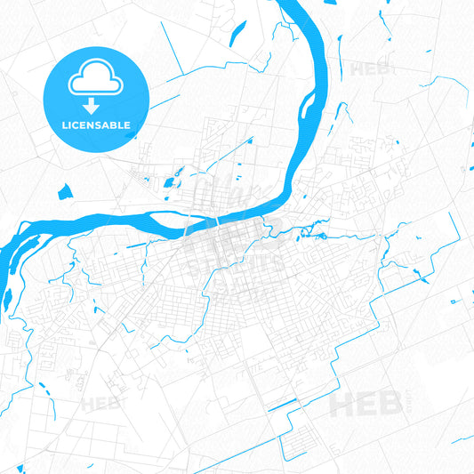 Bundaberg, Australia PDF vector map with water in focus