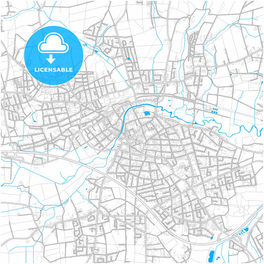 Bunde, North Rhine-Westphalia, Germany, city map with high quality roads.