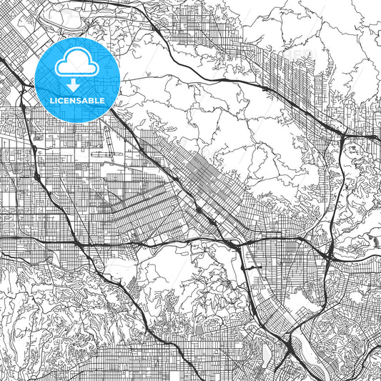 Burbank, California - Area Map - Light