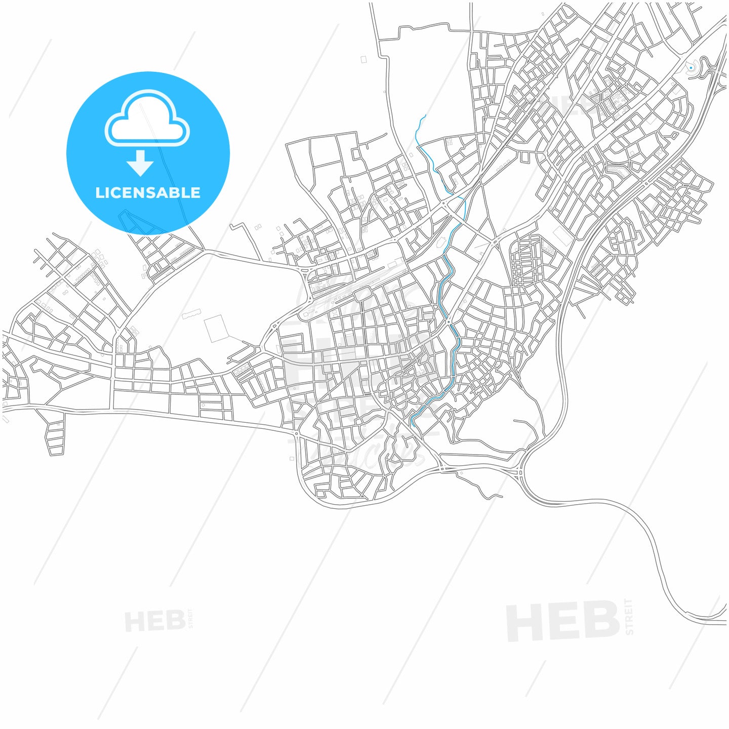 Burdur, Burdur, Turkey, city map with high quality roads.