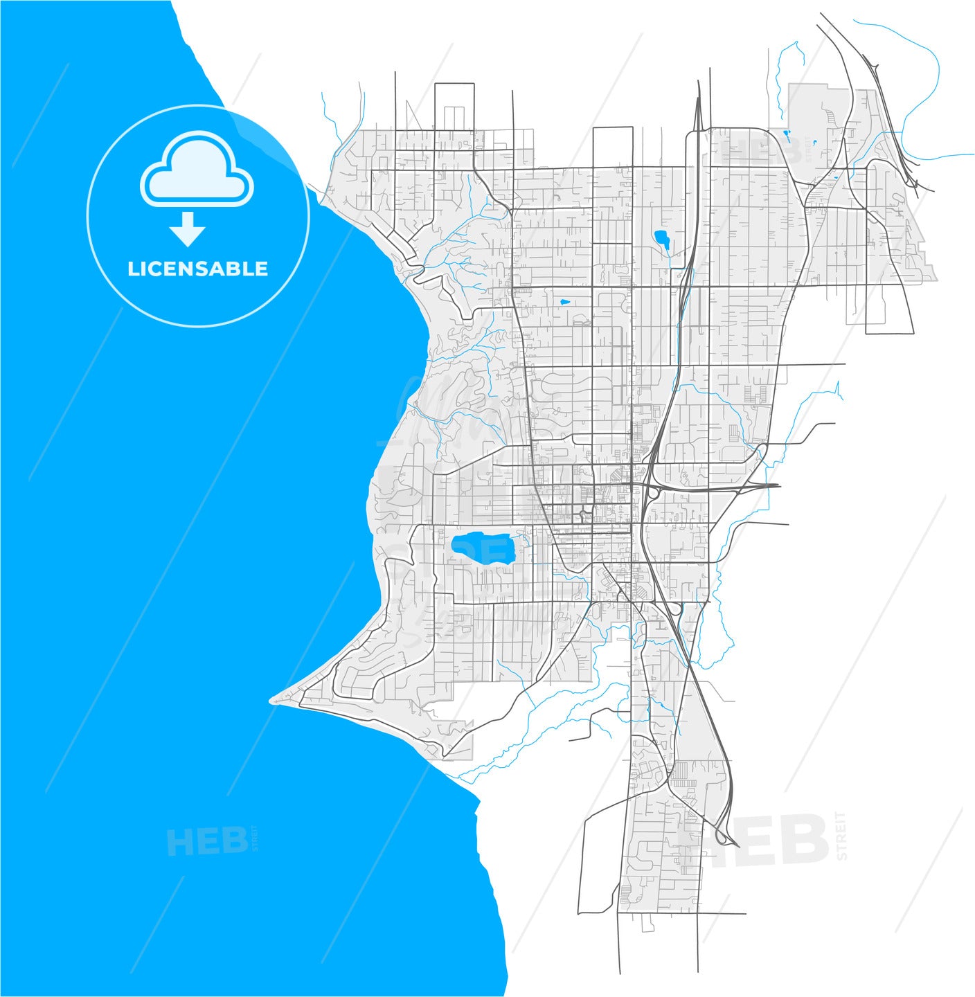 Burien, Washington, United States, high quality vector map