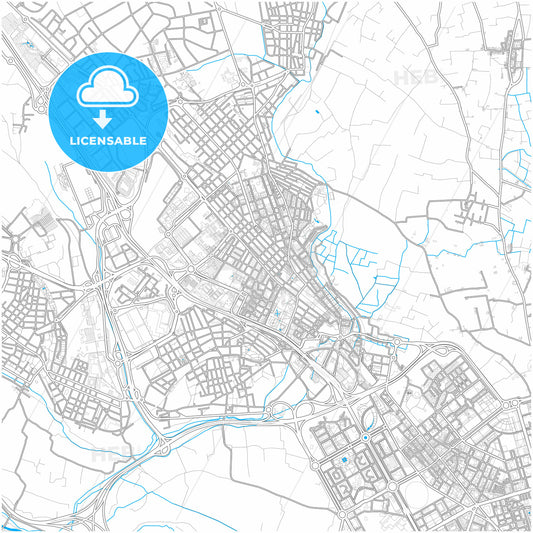 Burjassot, Valencia, Spain, city map with high quality roads.