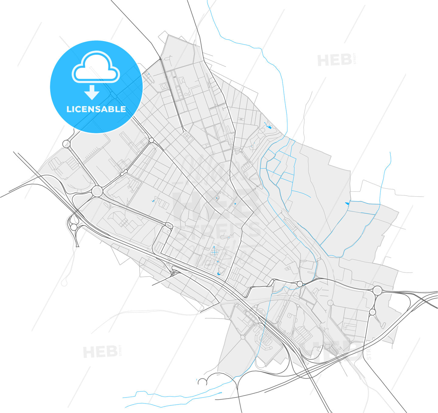 Burjassot, Valencia, Spain, high quality vector map