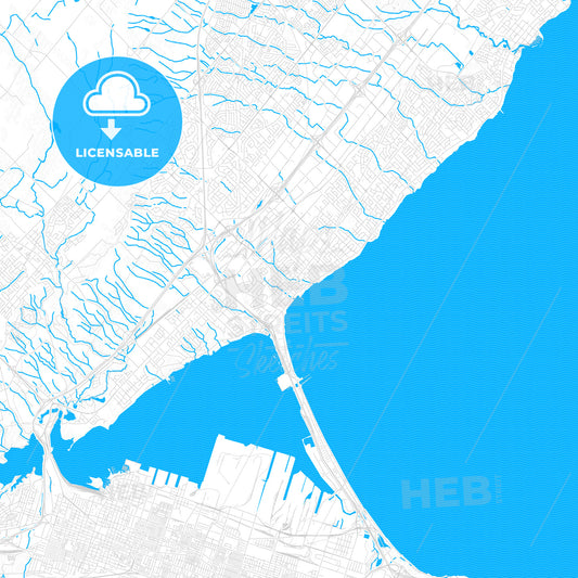 Burlington, Canada PDF vector map with water in focus