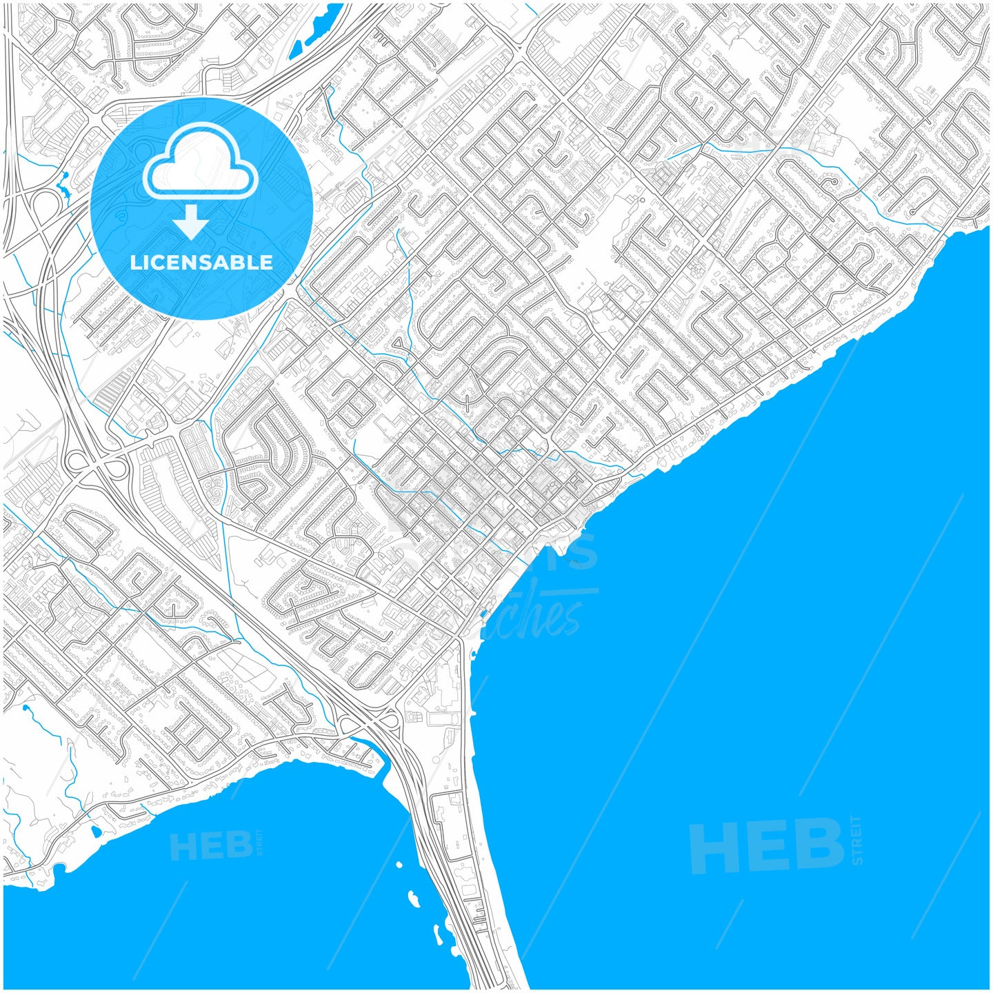 Burlington, Ontario, Canada, city map with high quality roads.