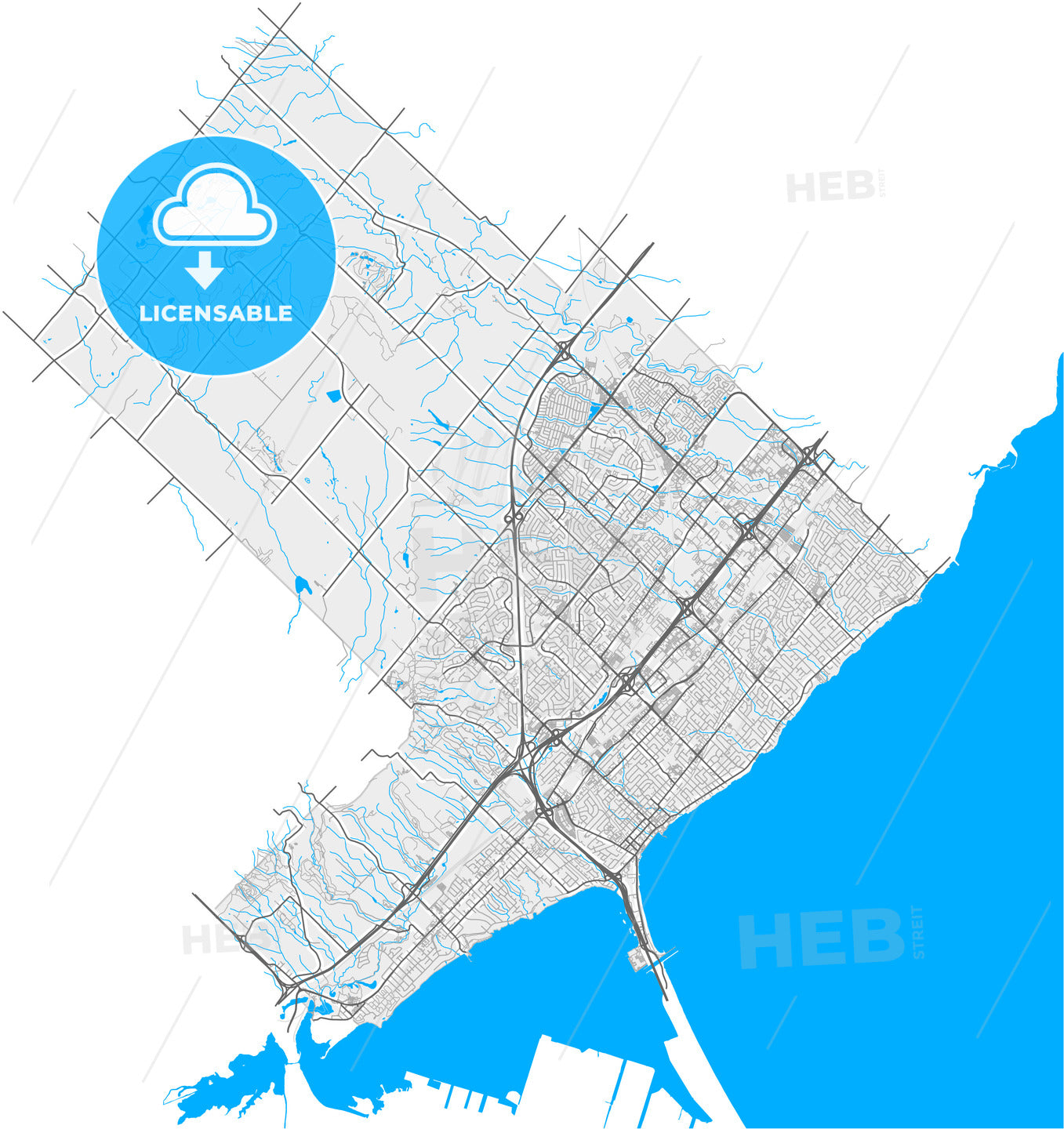 Burlington, Ontario, Canada, high quality vector map