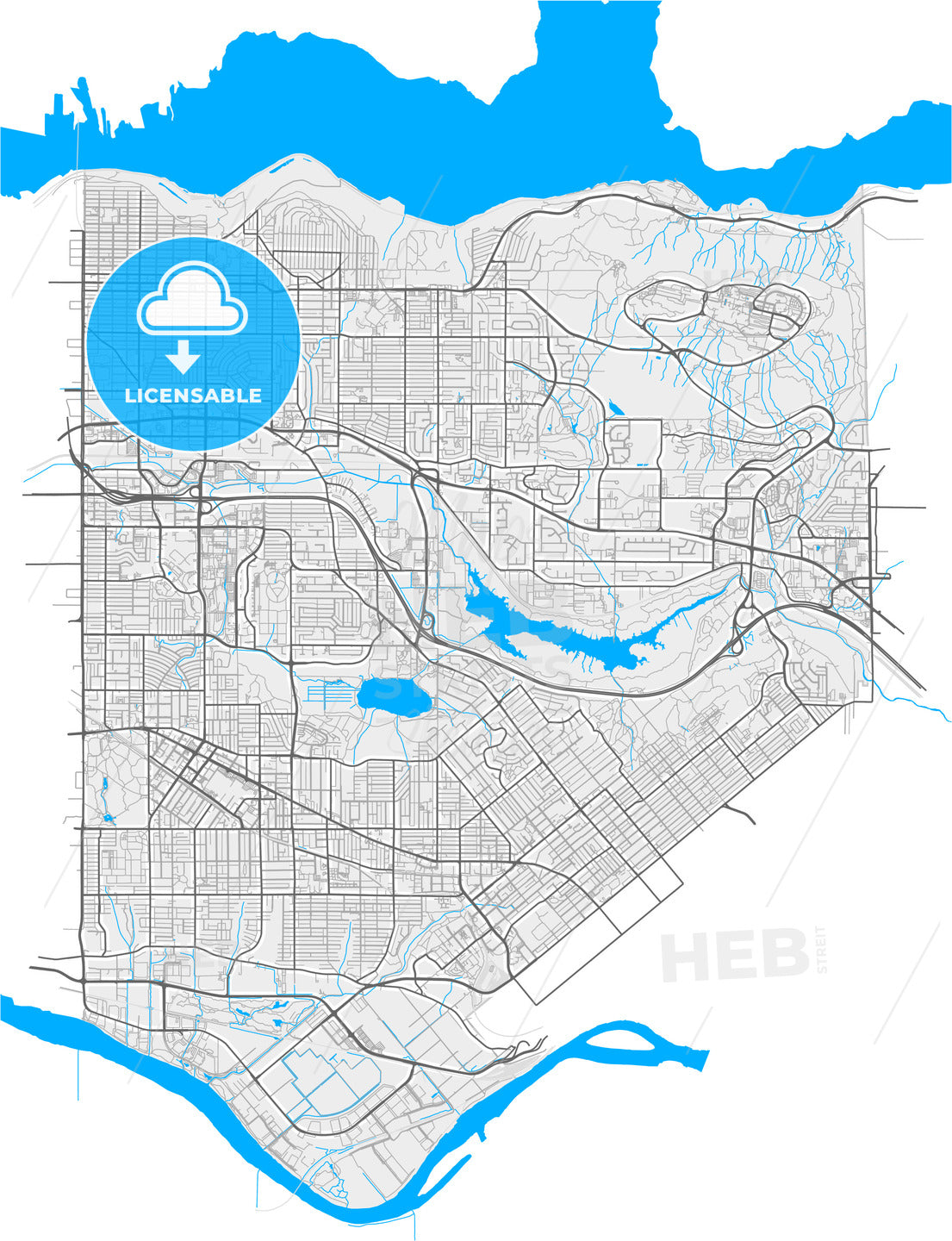 Burnaby, British Columbia, Canada, high quality vector map