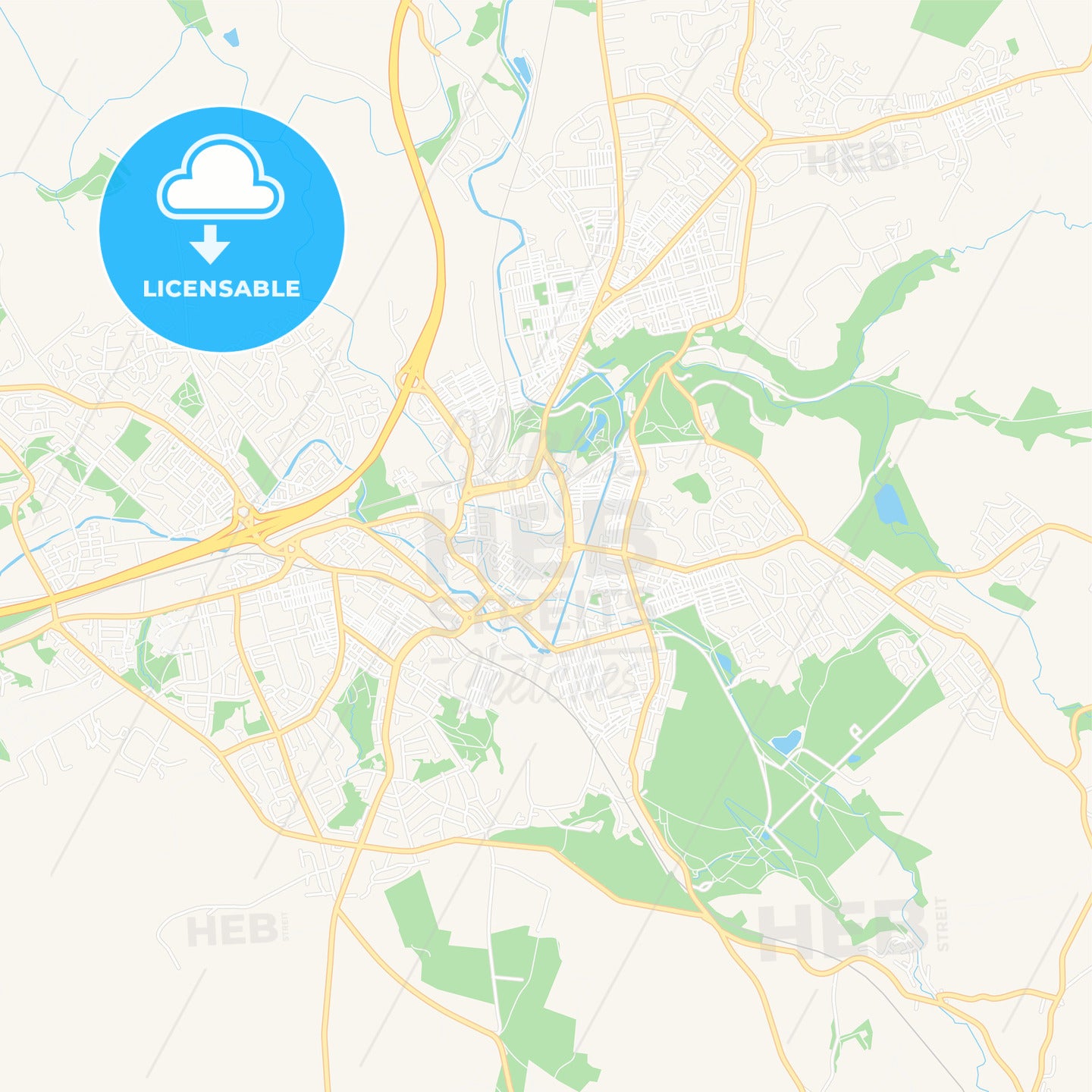 Burnley, England Vector Map - Classic Colors