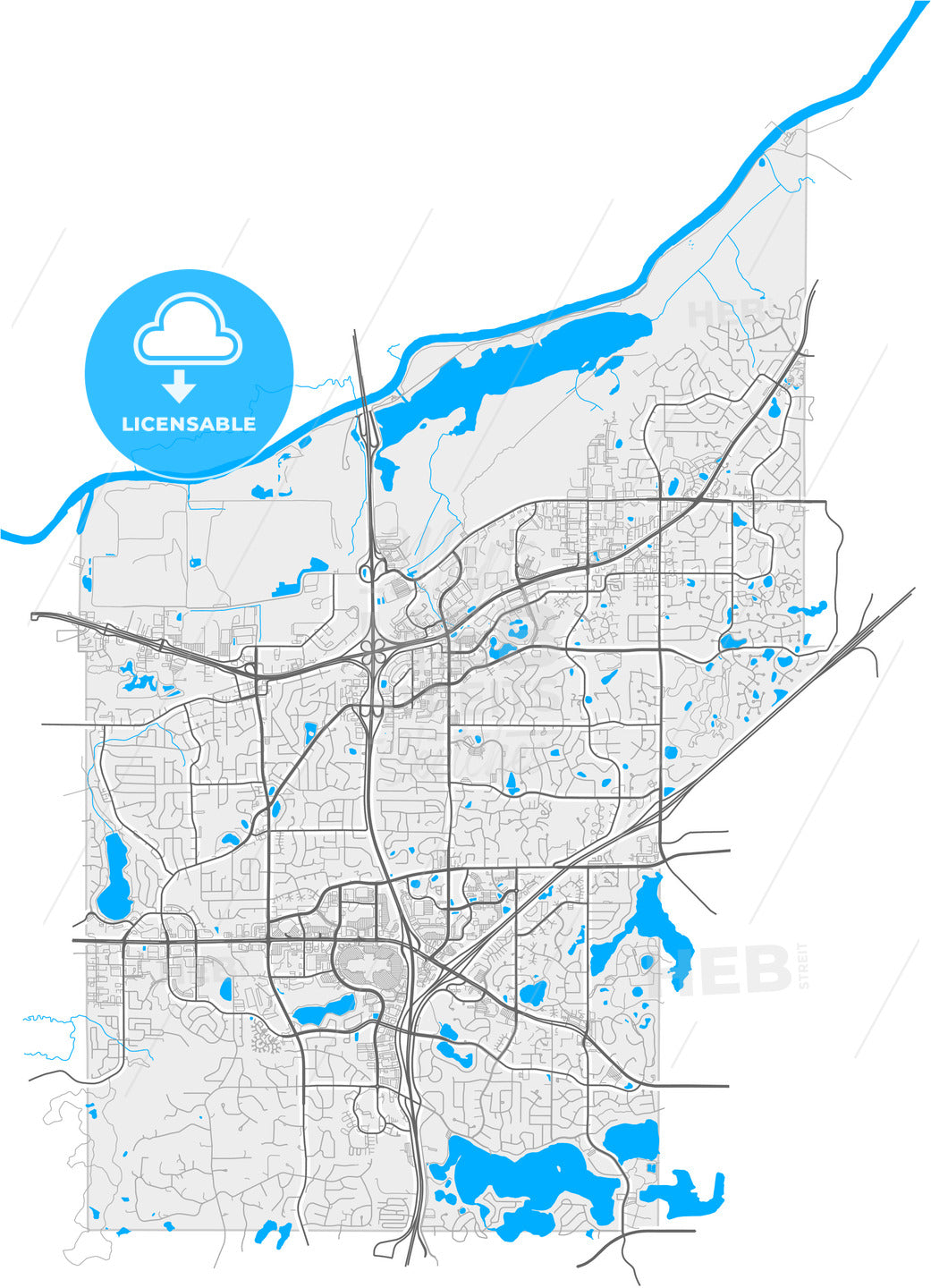 Burnsville, Minnesota, United States, high quality vector map