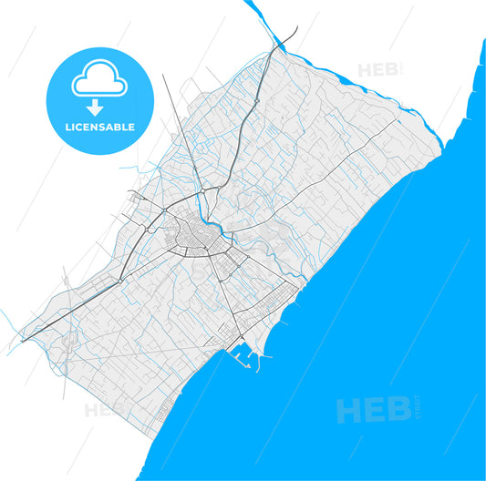 Burriana, Castellón, Spain, high quality vector map