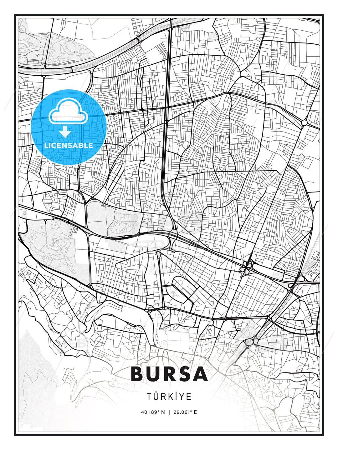 Bursa, Turkey, Modern Print Template in Various Formats - HEBSTREITS Sketches