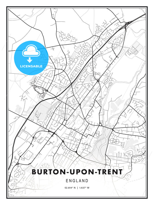 Burton-upon-Trent, England, Modern Print Template in Various Formats - HEBSTREITS Sketches