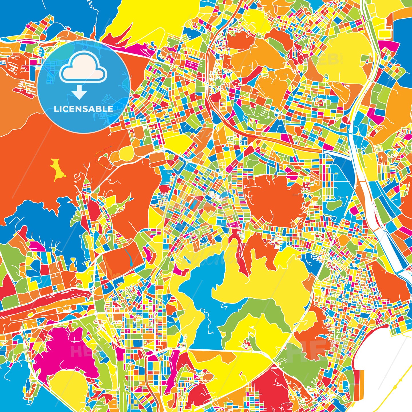 Busan, Korea, South, colorful vector map