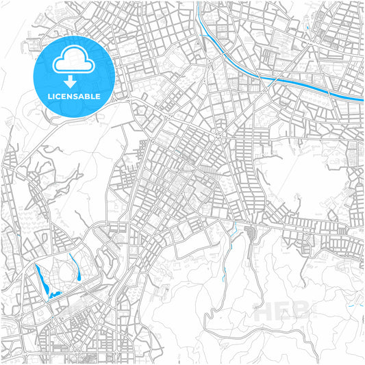 Busan, South Korea, city map with high quality roads.